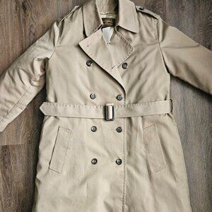 Vintage eddie bauer down filled tan plaid double breasted trench coat size s